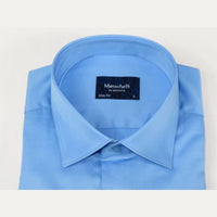 Men 100% Sateen Cotton Shirt Manschett Quesste Turkey Slim Fit 4010 - 05 Med Blue - J.Valintin Men's Wear Legend - 96819