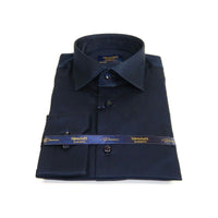 Men 100% Sateen Cotton Shirt Manschett Quesste Turkey Slim Fit 4010 - 07 Navy Blue - J.Valintin Men's Wear Legend - 96839