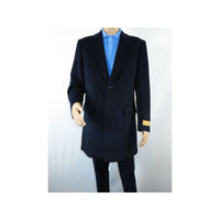 Men 100% Soft Wool 3/4 Length Winter Top Coat Cashmere Feel #Til - 71 Navy Blue - J.Valintin Men's Wear Legend - 98009