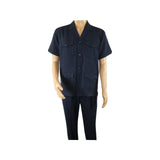 Men 2pc Stacy Adams leisure suit guayabera traditional matching Set 2201 Blue - J.Valintin Men's Wear Legend - 96204