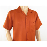 Men 2pc Walking Leisure Suit Short Sleeves By DREAMS 255 - 09 Solid Papaya - J.Valintin Men's Wear Legend - 96102