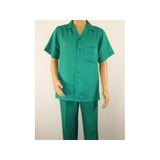 Men 2pc Walking Leisure Suit Short Sleeves By DREAMS 255 - 14 Solid Emerald green - J.Valintin Men's Wear Legend - 96114