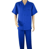 Men 2pc Walking Leisure Suit Short Sleeves By DREAMS 255 - 21 Solid Royal Blue - J.Valintin Men's Wear Legend - 95902