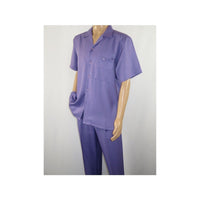 Men 2pc Walking Leisure Suit Short Sleeves By DREAMS 255 - 29 Solid Lavender - J.Valintin Men's Wear Legend - 95920