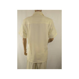 Men 2pc Walking Leisure Suit Short Sleeves By DREAMS 256 - 05 Cream New - J.Valintin Men's Wear Legend - 24981