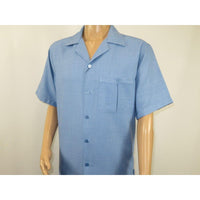 Men 2pc Walking Leisure Suit Short Sleeves By DREAMS Fancy 277 - 11 Ocean Blue - J.Valintin Men's Wear Legend - 277 - 11 Ocean - M