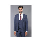 Men 3pc European Suit WESSI by J.VALINTIN Extra Slim Fit JV33 Navy Window Pane - J.Valintin Men's Wear Legend - 16875