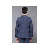 Men 3pc European Suit WESSI by J.VALINTIN Extra Slim Fit JV33 Navy Window Pane - J.Valintin Men's Wear Legend - 16875