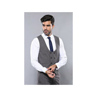 Men 3pc European Suit WESSI by J.VALINTIN Extra Slim Fit JV35 gray Window Pane - J.Valintin Men's Wear Legend - 16887