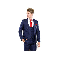 Men 3pc European Vested Suit WESSI by J.VALINTIN Extra Slim Fit JV12 Navy blue - J.Valintin Men's Wear Legend - 16611