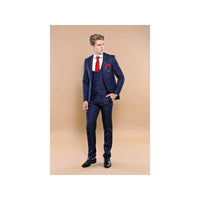 Men 3pc European Vested Suit WESSI by J.VALINTIN Extra Slim Fit JV12 Navy blue - J.Valintin Men's Wear Legend - 16611