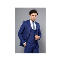 Men 3pc European Vested Suit WESSI by J.VALINTIN Extra Slim Fit JV13 Royal blue - J.Valintin Men's Wear Legend - 16619