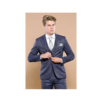 Men 3pc European Vested Suit WESSI by J.VALINTIN Extra Slim Fit JV17 Navy Blue - J.Valintin Men's Wear Legend - 16707