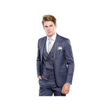 Men 3pc European Vested Suit WESSI by J.VALINTIN Extra Slim Fit JV17 Navy Blue - J.Valintin Men's Wear Legend - 16707