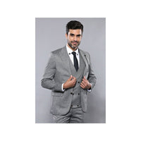 Men 3pc European Vested Suit WESSI by J.VALINTIN Extra Slim Fit JV21 gray silver - J.Valintin Men's Wear Legend - 16799