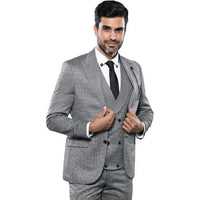 Men 3pc European Vested Suit WESSI by J.VALINTIN Extra Slim Fit JV21 gray silver - J.Valintin Men's Wear Legend - 16799