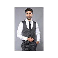 Men 3pc European Vested Suit WESSI by J.VALINTIN Extra Slim Fit JV26 Dark gray - J.Valintin Men's Wear Legend - 16839