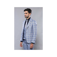 Men 3pc European Vested Suit WESSI by J.VALINTIN Extra Slim Fit JV30 blue plaid - J.Valintin Men's Wear Legend - 16860