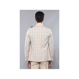 Men 3pc European Vested Suit WESSI by J.VALINTIN Extra Slim Fit JV31 Beige plaid - J.Valintin Men's Wear Legend - 16866