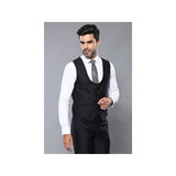 Men 3pc European Vested Suit WESSI by J.VALINTIN Extra Slim Fit JV9 Black corded - J.Valintin Men's Wear Legend - 16584