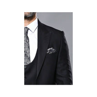 Men 3pc European Vested Suit WESSI by J.VALINTIN Extra Slim Fit JV9 Black corded - J.Valintin Men's Wear Legend - 16584