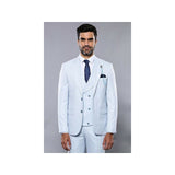 Men 3pc European Vested Suit WESSI J.VALINTIN Extra Slim Fit JV14 Sky Blue new - J.Valintin Men's Wear Legend - 16628