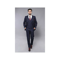 Men 3pc European Vested Suit WESSI J.VALINTIN Extra Slim Fit JV23 Navy Striped - J.Valintin Men's Wear Legend - 16817