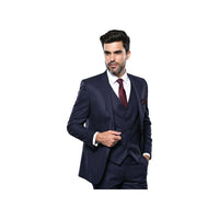 Men 3pc European Vested Suit WESSI J.VALINTIN Extra Slim Fit JV23 Navy Striped - J.Valintin Men's Wear Legend - 16817