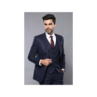 Men 3pc European Vested Suit WESSI J.VALINTIN Extra Slim Fit JV23 Navy Striped - J.Valintin Men's Wear Legend - 16817