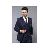 Men 3pc European Vested Suit WESSI J.VALINTIN Extra Slim Fit JV23 Navy Striped - J.Valintin Men's Wear Legend - 16817