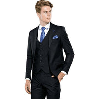 Men 3pc European Vested Suit WESSI J.VALINTIN Extra Slim Fit JV25 Black Stripe - J.Valintin Men's Wear Legend - 16827