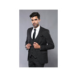 Men 3pc European Vested Suit WESSI J.VALINTIN Extra Slim Fit JV27 Black Stripe - J.Valintin Men's Wear Legend - 16844