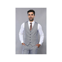 Men 3pc Vest Suit WESSI by J.VALINTIN Extra Slim Fit JV42 Blue Plaid TURKEY USA - J.Valintin Men's Wear Legend - 16928