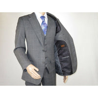 Men Apollo King 3pc Classic Suit A303 Gray white window pane 100% Wool Ship free - J.Valintin Men's Wear Legend - 21458