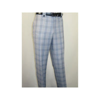 Men Apollo King 3pc Suit Window Pane Plaid 100% Soft Wool Super 150 #985 - 12 Blue - J.Valintin Men's Wear Legend - 99457