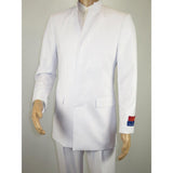 Men Apollo King Band Collarless Church Suit Mandarin 5 Hidden Buttons AG58 White - J.Valintin Men's Wear Legend - AG58 - White - 38R