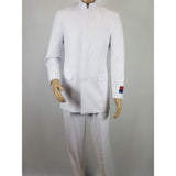 Men Apollo King Band Collarless Church Suit Mandarin 5 Hidden Buttons AG58 White - J.Valintin Men's Wear Legend - AG58 - White - 38R