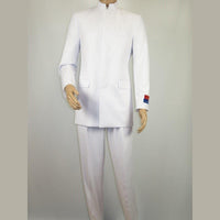 Men Apollo King Band Collarless Church Suit Mandarin 5 Hidden Buttons AG58 White - J.Valintin Men's Wear Legend - AG58 - White - 38R