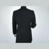 Men Apollo King Banded Collarless suit Mandarin 5 Button Wide leg M5 - 1 Black - J.Valintin Men's Wear Legend - 19643