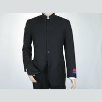 Men Apollo King Banded Collarless suit Mandarin 5 Button Wide leg M5 - 1 Black - J.Valintin Men's Wear Legend - 19643