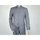 Men Apollo King Banded Collarless suit Mandarin 5 Button Wide leg M5 - 3 Gray New - J.Valintin Men's Wear Legend - 21008