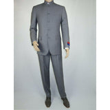 Men Apollo King Banded Collarless suit Mandarin 5 Button Wide leg M5 - 3 Gray New - J.Valintin Men's Wear Legend - 21008