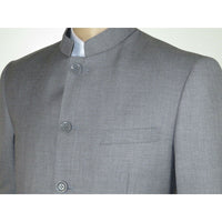 Men Apollo King Banded Collarless suit Mandarin 5 Button Wide leg M5 - 3 Gray New - J.Valintin Men's Wear Legend - 21008