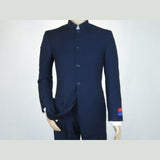 Men Apollo King Banded Collarless suit Mandarin 5 Buttons Wide leg M5 - 2 Navy - J.Valintin Men's Wear Legend - 20991