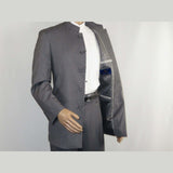 Men Apollo King Banded Collarless suit Mandarin 5 Hidden Button Pastor AG53 Gray - J.Valintin Men's Wear Legend - 80265