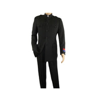 Men Apollo King Banded Collarless suit Mandarin Military Style 5button K1 Black - J.Valintin Men's Wear Legend - 19000