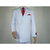 Men Apollo King Double Breasted Suit Classic Peak Lapel Pleated DM26 White - J.Valintin Men's Wear Legend - 21364