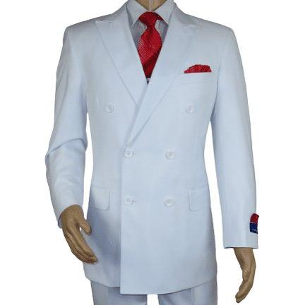 Men Apollo King Double Breasted Suit Classic Peak Lapel Pleated DM26 White - J.Valintin Men's Wear Legend - 21364