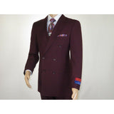 Men Apollo King Double Breasted Suit Classic Peak Lapel Pleated DM29 Burgundy - J.Valintin Men's Wear Legend - 21804