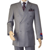 Men Apollo King Double Breasted Suit Classic Peak Lapel Soft Blend DM23 Gray - J.Valintin Men's Wear Legend - 21041